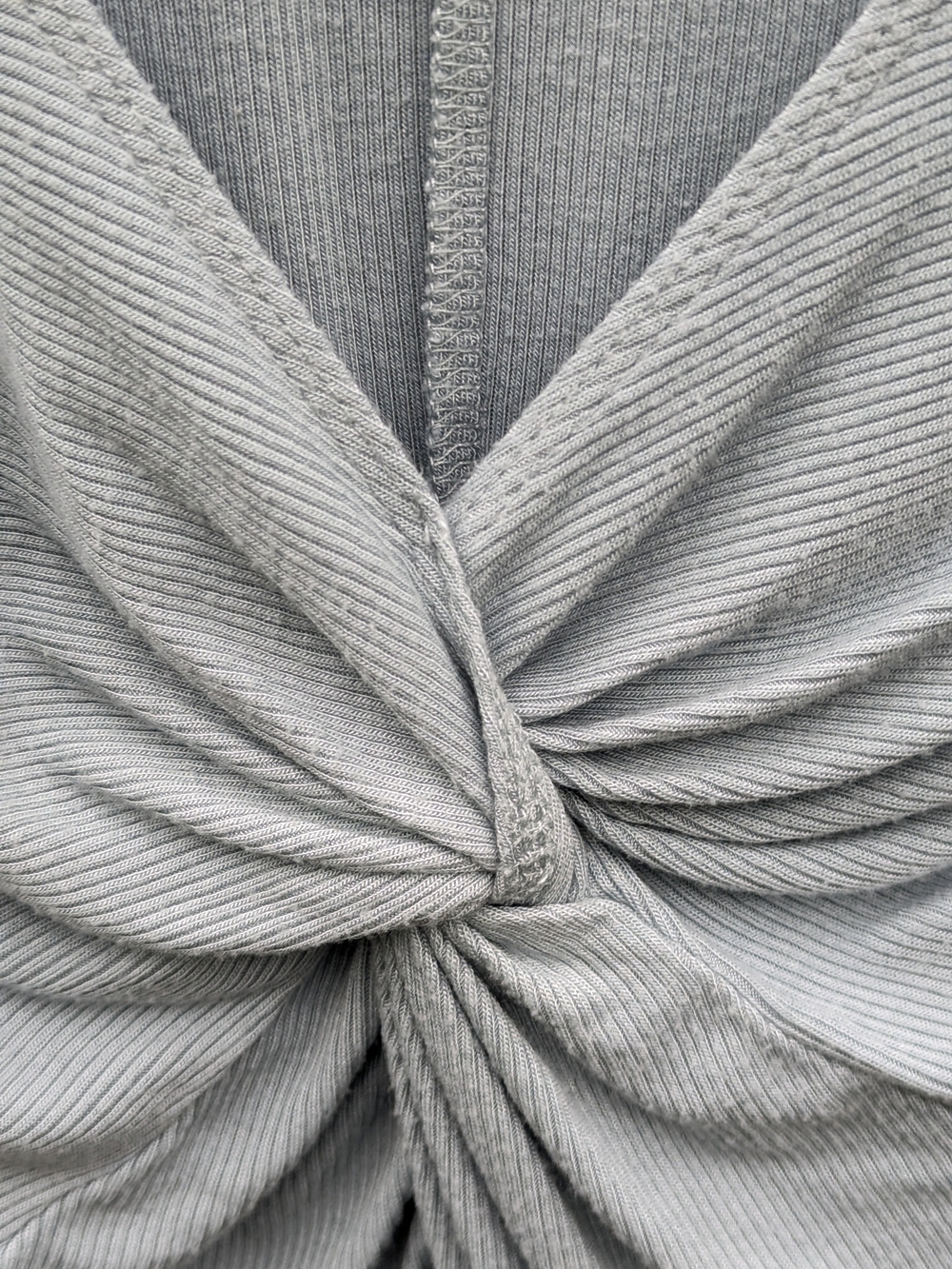 Garage Light Blue Twist-Front Ribbed V-Neck Bodysuit - Picture 9 of 16